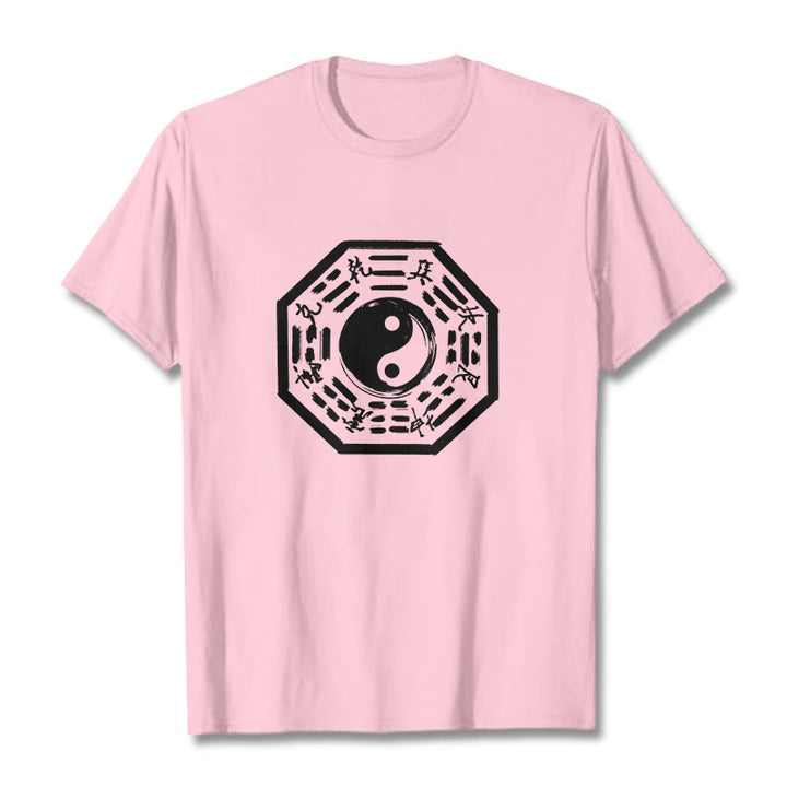 Buddha Stones Ba Gua Pattern Cotton Tee T-shirt - LightPink - 2XL - image 19