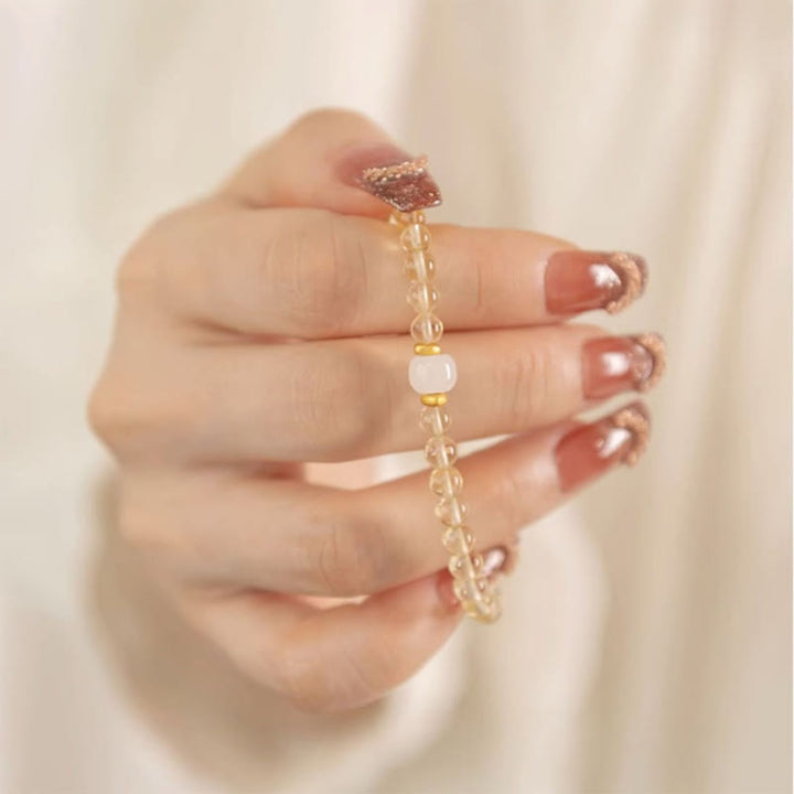 Buddha Stones Small Citrine Jade Beads Prosperity Bracelet