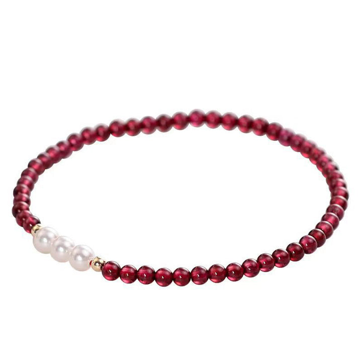 Buddha Stones Natural Small Garnet Pearl Beads Protection Bracelet