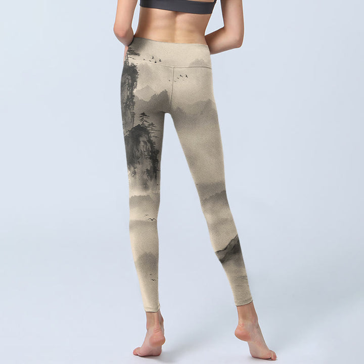 Buddha Stones Mountains Shrouded In Mist Wild Goose Gym Leggings Women's Yoga Pants - image 7