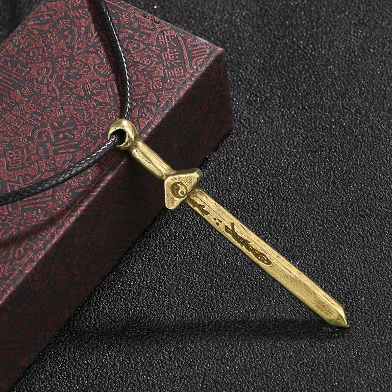 Buddha Stones Vintage Yin Yang Copper Sword Balance Necklace Pendant - Copper Sword - image 1