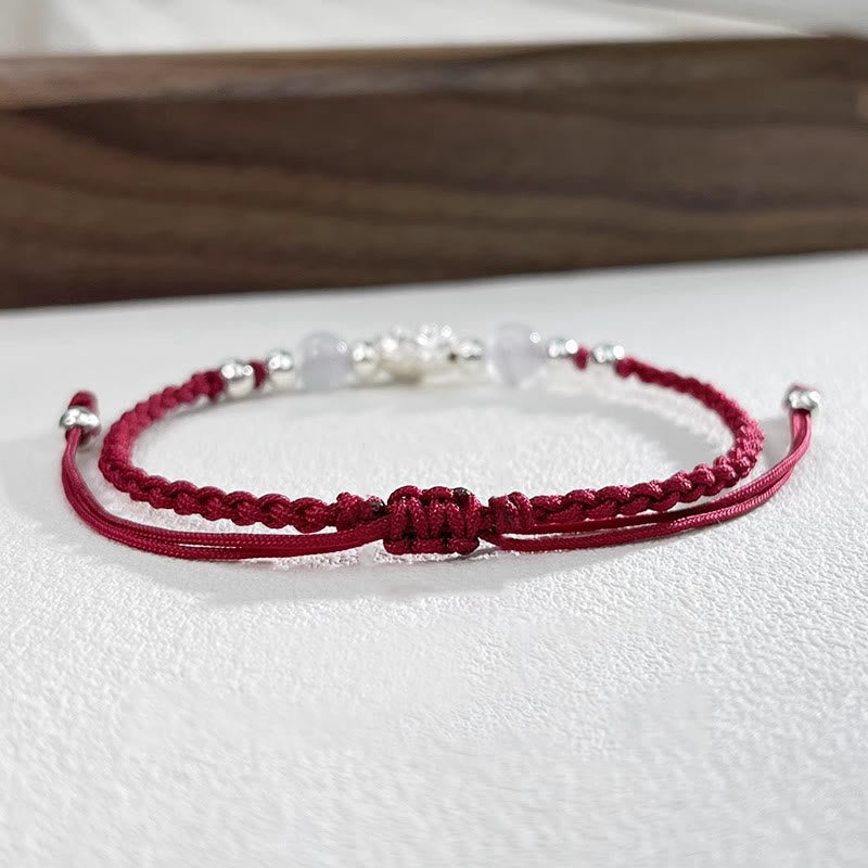 Buddha Stones 999 Sterling Silver Lotus Design Cat's Eye Bead Protection String Bracelet - image 13