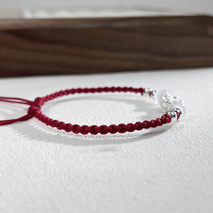 Buddha Stones 999 Sterling Silver Lotus Design Cat's Eye Bead Protection String Bracelet - image 14