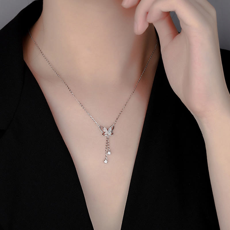 Buddha Stones 999 Sterling Silver Tridacna Stone Butterfly Calm Necklace Pendant - image 3