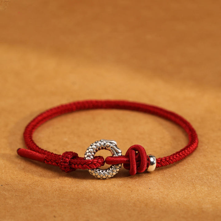 Buddha Stones 999 Sterling Silver Year Of The Dragon Peace Buckle Luck Bracelet  - 999 Sterling Silver(Wrist Circumference 14-18cm) - image 0