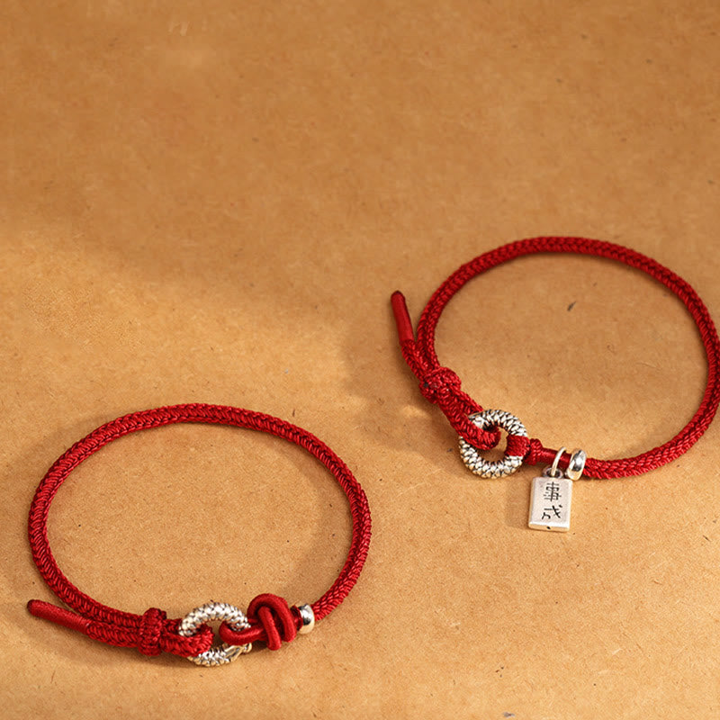 Buddha Stones 999 Sterling Silver Year Of The Dragon Peace Buckle Luck Bracelet  - image 1