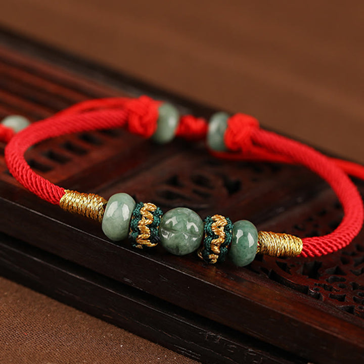 Buddha Stones Jade Abacus Bead Prosperity Red String Rope Bracelet