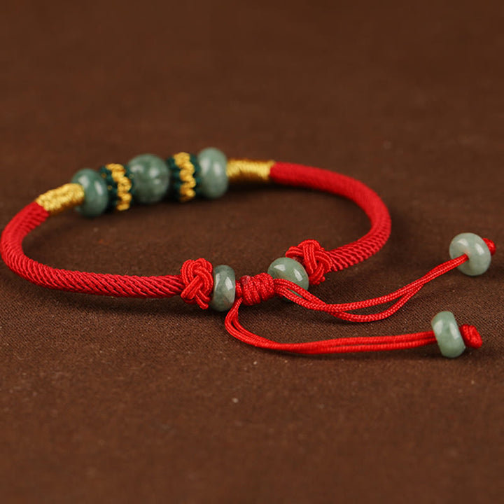 Buddha Stones Jade Abacus Bead Prosperity Red String Rope Bracelet