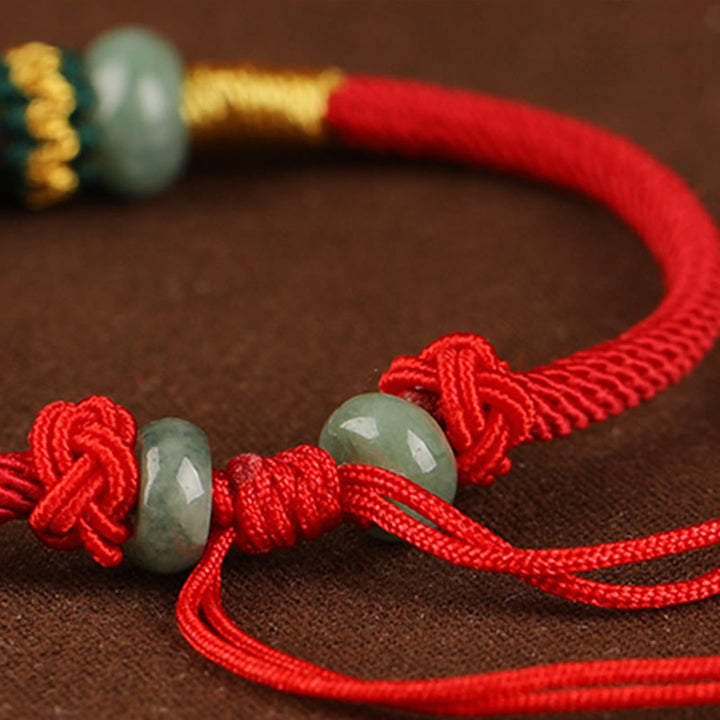 Buddha Stones Jade Abacus Bead Prosperity Red String Rope Bracelet