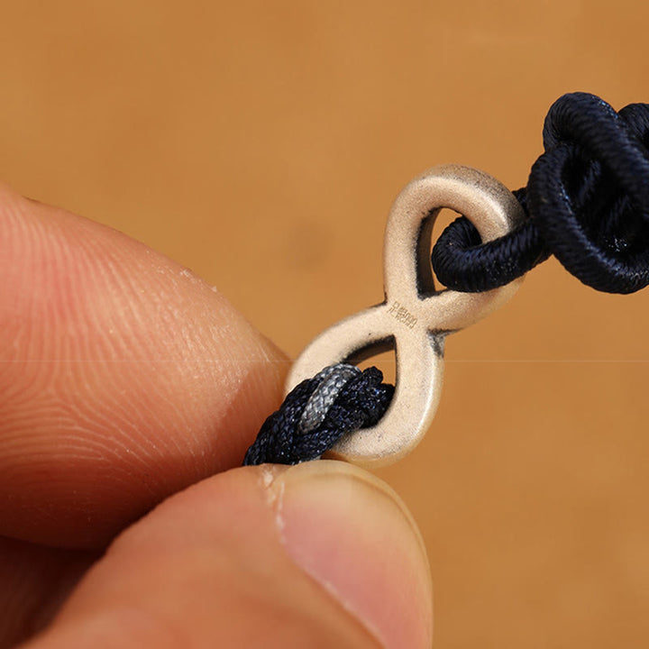 Buddha Stones Handmade 999 Sterling Silver Endless Knot Infinity Symbol Luck Rope Bracelet - image 15