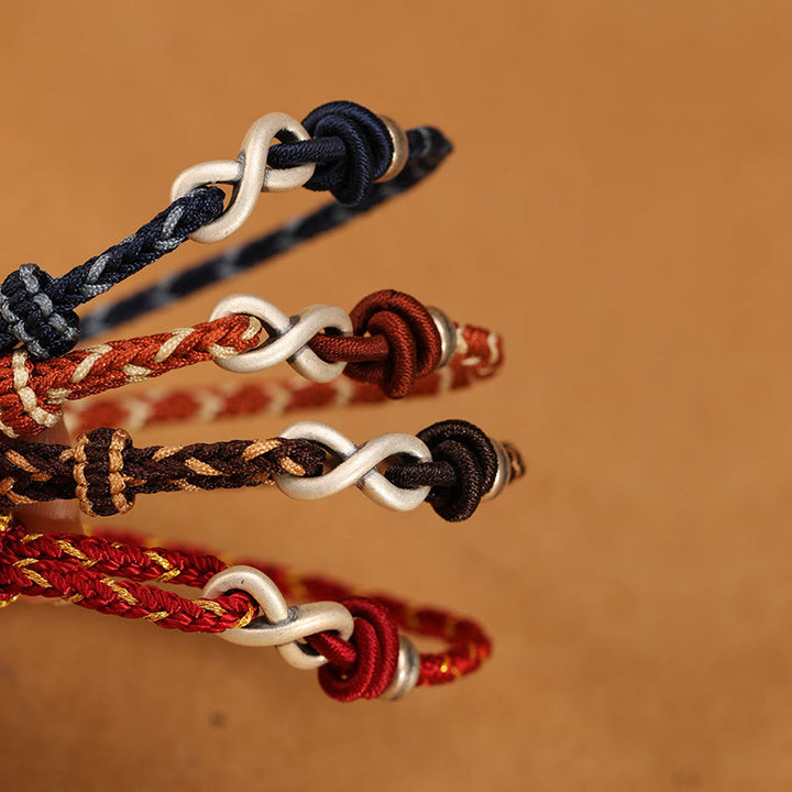 Buddha Stones Handmade 999 Sterling Silver Endless Knot Infinity Symbol Luck Rope Bracelet - image 2