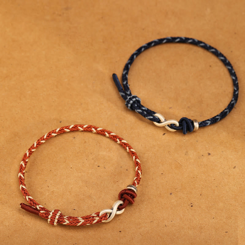 Buddha Stones Handmade 999 Sterling Silver Endless Knot Infinity Symbol Luck Rope Bracelet - image 3