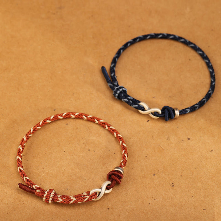 Buddha Stones Handmade 999 Sterling Silver Endless Knot Infinity Symbol Luck Rope Bracelet - image 3