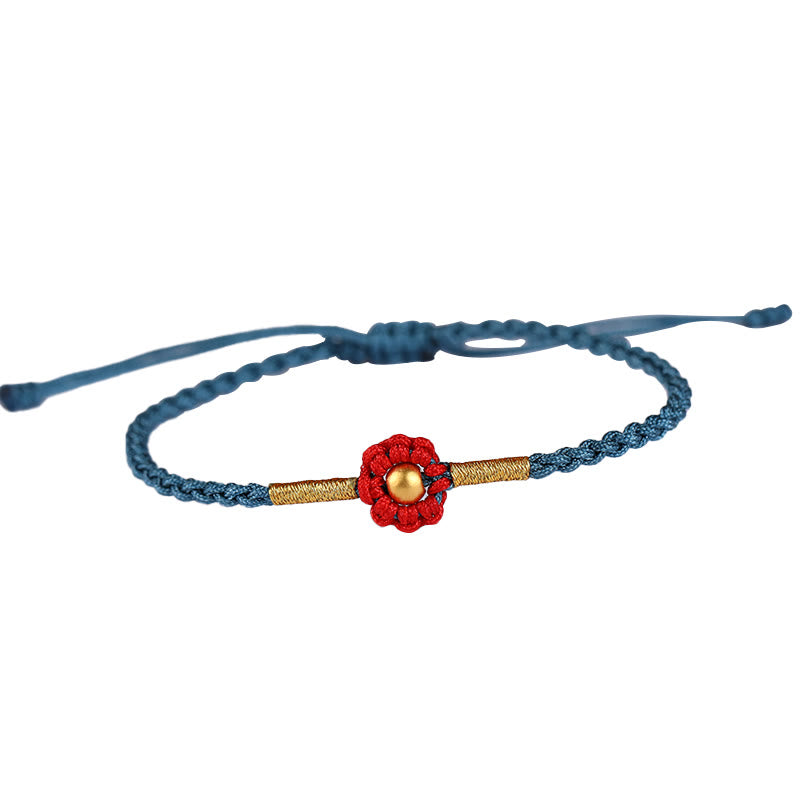 Buddha Stones 999 Gold Mini Bead Handmade Flower Design Luck Protection Rope Bracelet - image 11
