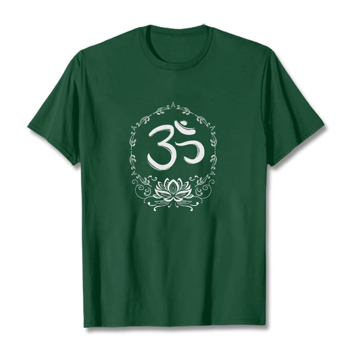 Buddha Stones OM Lotus Sketch Cotton Tee T-shirt - ForestGreen - 2XL - image 6