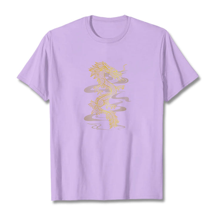 Buddha Stones Golden Dragon Cotton Tee T-shirt - Plum - 2XL - image 17