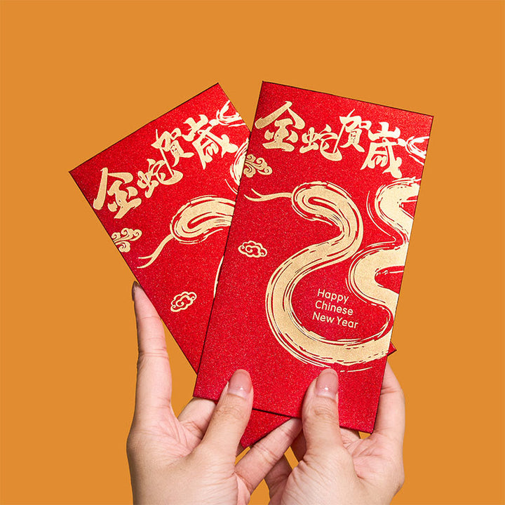 Buddha Stones 6Pcs Chinese Red Envelope Year of the Snake Lucky Money Envelopes 2025 New Year