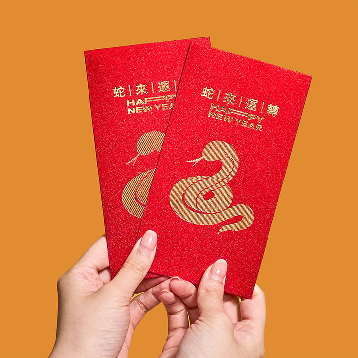 Buddha Stones 6Pcs Chinese Red Envelope Year of the Snake Lucky Money Envelopes 2025 New Year