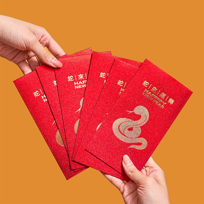 Buddha Stones 6Pcs Chinese Red Envelope Year of the Snake Lucky Money Envelopes 2025 New Year