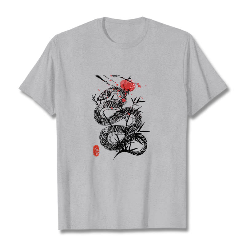 Buddha Stones Lantern Bamboo Leaves Snake Design Cotton Tee T-shirt - image 11