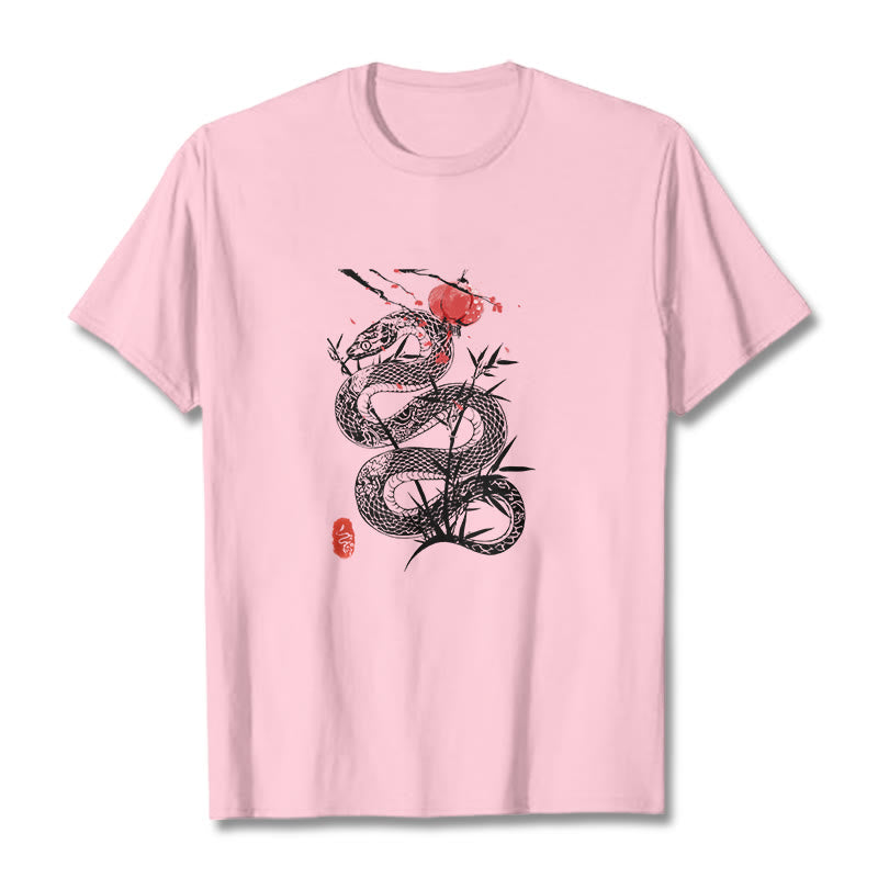 Buddha Stones Lantern Bamboo Leaves Snake Design Cotton Tee T-shirt - image 18