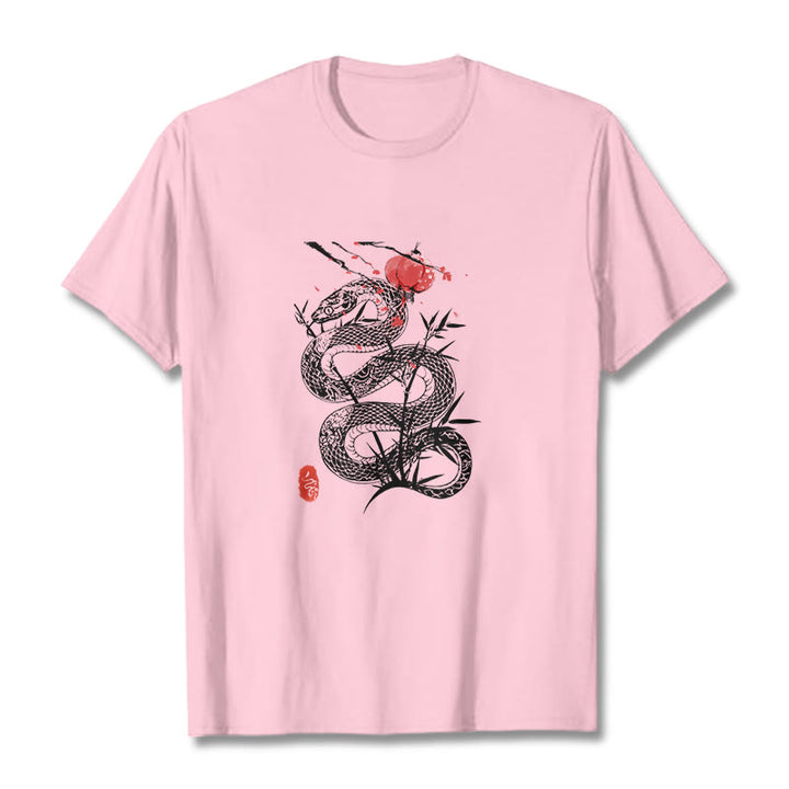 Buddha Stones Lantern Bamboo Leaves Snake Design Cotton Tee T-shirt - image 18