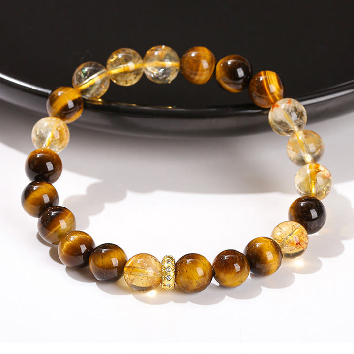 Buddha Stones Natural Tiger Eye Citrine Beads Strength Bracelet