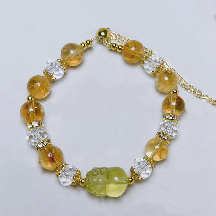 Buddha Stones Natural Citrine Pixiu Prosperity Bracelet