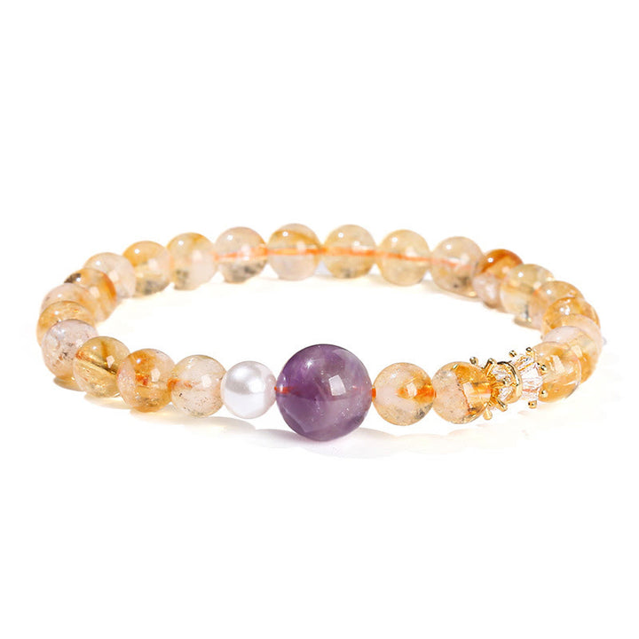 Buddha Stones Natural Citrine Amethyst Prosperity Bracelet