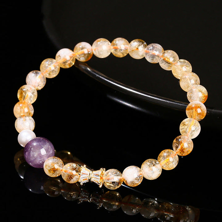 Buddha Stones Natural Citrine Amethyst Prosperity Bracelet