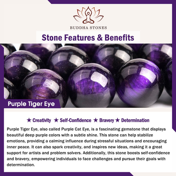 Buddha Stones Purple Tiger Eye Creativity Bracelet - image 4