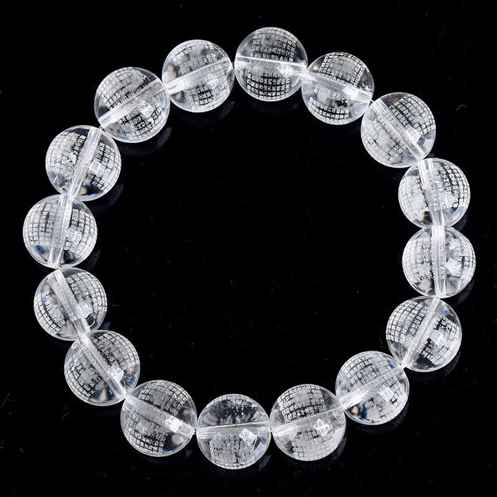 Buddha Stones Heart Sutra Natural White Crystal Protection Bracelet