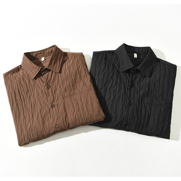 Buddha Stones Casual Solid Color Long Sleeve Men's Shirt With Pocket - image 1