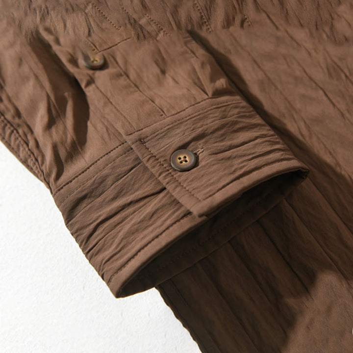 Buddha Stones Casual Solid Color Long Sleeve Men's Shirt With Pocket - image 6