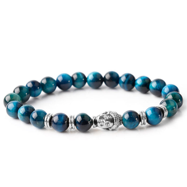 Buddha Stones Blue Green Red Tiger Eye Buddha Head Balance Bracelet