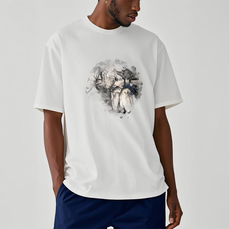 Buddha Stones Chinese Bamboo Mountain Pavilion Design Pattern Tee T-shirt - image 8