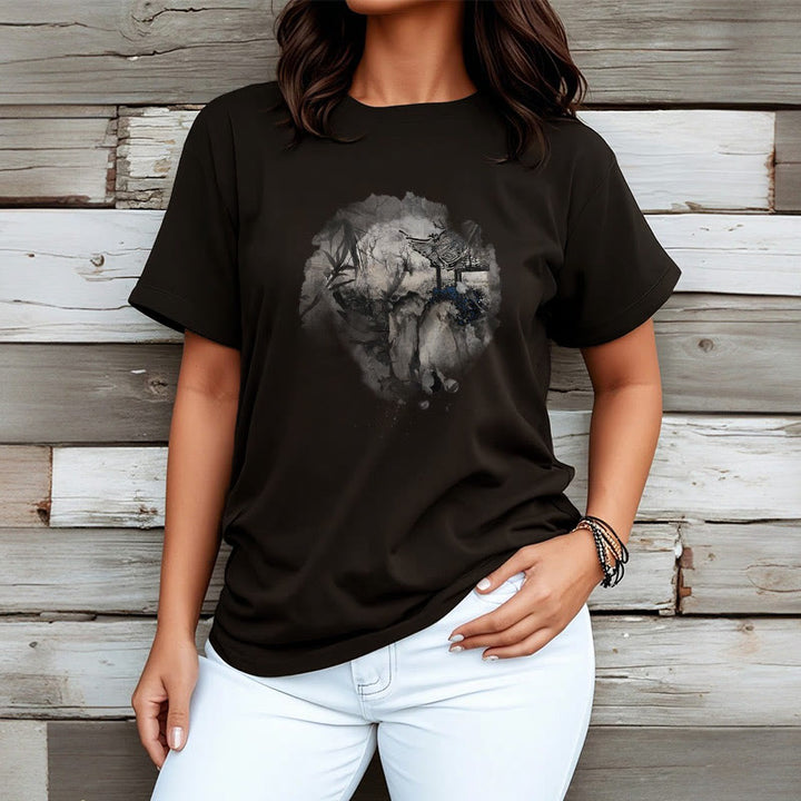 Buddha Stones Chinese Bamboo Mountain Pavilion Design Pattern Tee T-shirt - image 3