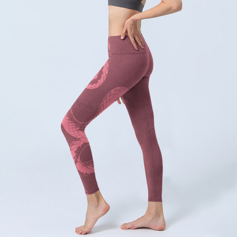 Buddha Stones Pink Snake And Snakeskin Print Gym Leggings Women's Yoga Pants - image 2