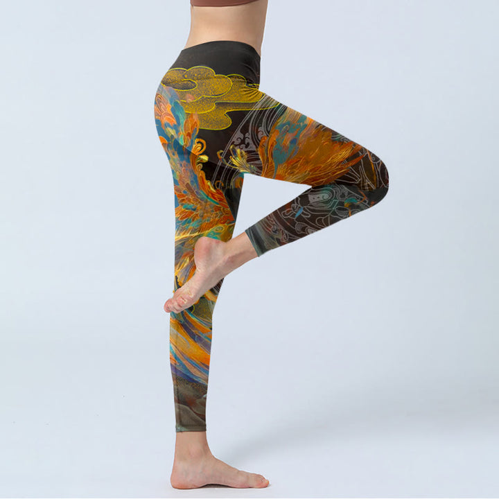 Buddha Stones Vibrant Phoenix Gym Leggings Women's Yoga Pants