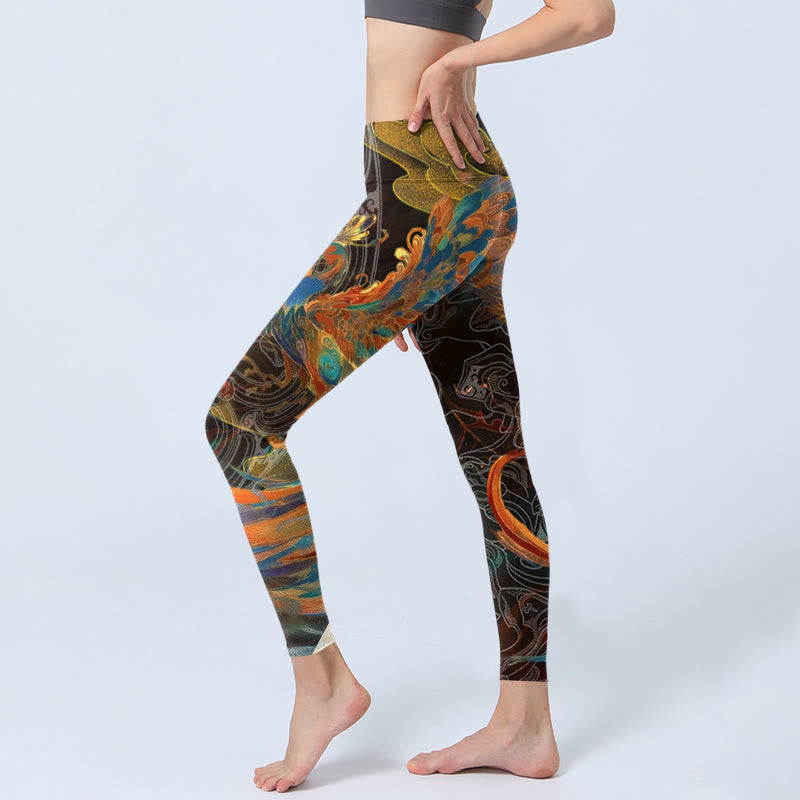 Buddha Stones Vibrant Phoenix Gym Leggings Women's Yoga Pants