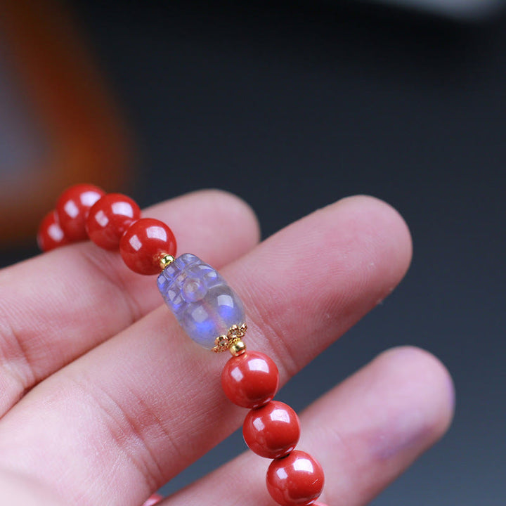 Buddha Stones Cinnabar Moonstone PiXiu Blessing Bracelet