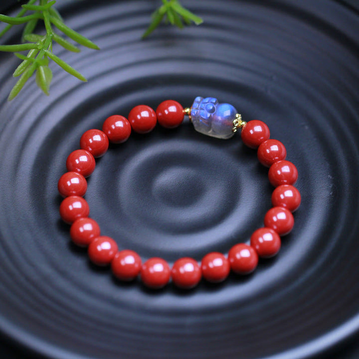 Buddha Stones Cinnabar Moonstone PiXiu Blessing Bracelet