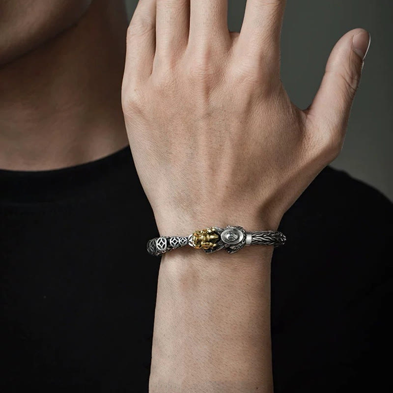 Buddha Stones 925 Sterling Silver PiXiu Copper Coins Ingot Wealth Bracelet Bangle - image 8