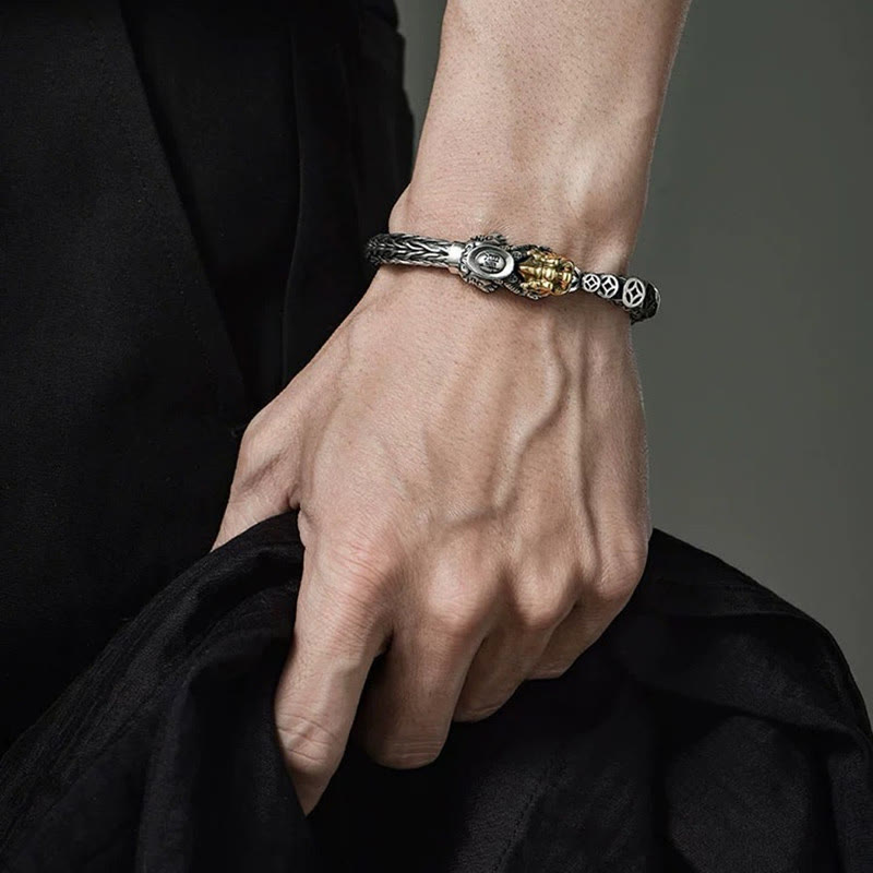 Buddha Stones 925 Sterling Silver PiXiu Copper Coins Ingot Wealth Bracelet Bangle - image 4