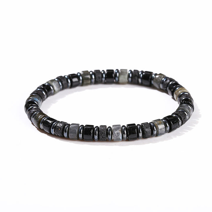 Buddha Stones Hematite Turquoise Lazurite Lava Rock Black Glitter Stone Support Bracelet