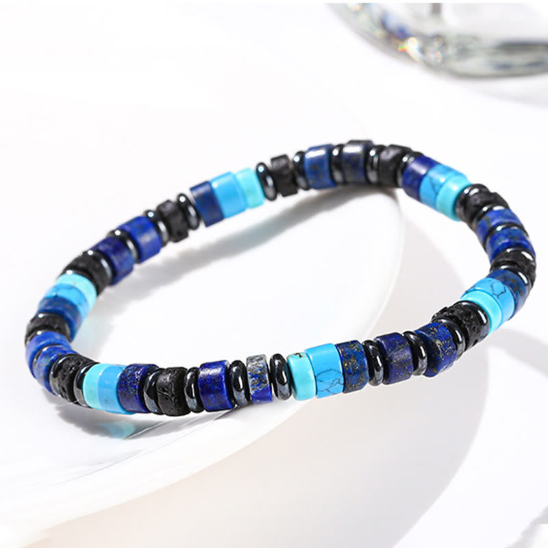 Buddha Stones Hematite Turquoise Lazurite Lapis Lazuli Lava Rock Black Glitter Stone Support Bracelet - image 7