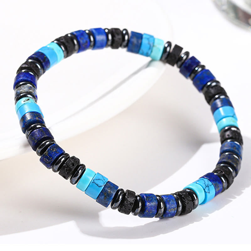 Buddha Stones Hematite Turquoise Lazurite Lapis Lazuli Lava Rock Black Glitter Stone Support Bracelet - image 3