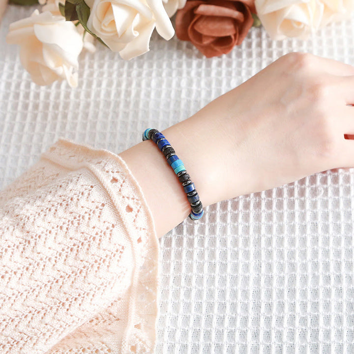 Buddha Stones Hematite Turquoise Lazurite Lapis Lazuli Lava Rock Black Glitter Stone Support Bracelet - image 5