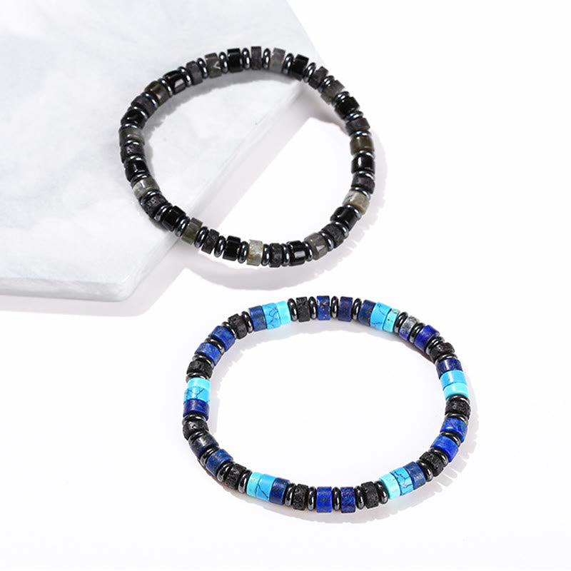 Buddha Stones Hematite Turquoise Lazurite Lapis Lazuli Lava Rock Black Glitter Stone Support Bracelet - image 17