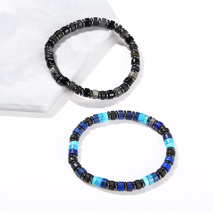 Buddha Stones Hematite Turquoise Lazurite Lapis Lazuli Lava Rock Black Glitter Stone Support Bracelet - image 17